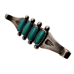 Vintage Fred Harvey Era Navajo Sterling Turquoise Brooch 4.7g