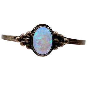 Vintage Richard Begay Navajo Sterling Opal Cuff Bracelet 11.4g