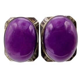Signed 'S' Navajo Sterling Sugilite? Earrings 19.8g
