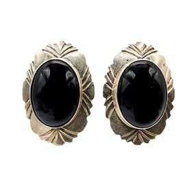 Nakai Navajo Sterling Onyx Earrings 9.8g