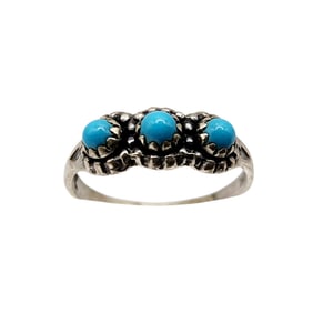 Vintage Bell Trading Post Sterling Snake Eye Turquoise Ring Sz 4 1.1g