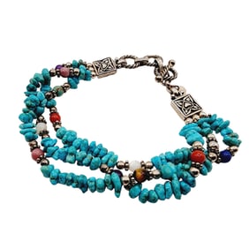 Quoc Trading Sterling Turquoise Multistone Bead Bracelet 19.2g