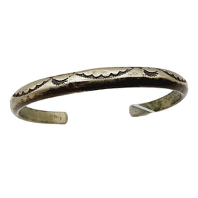 Vintage Navajo Sterling Handstamped Cuff Bracelet 21g