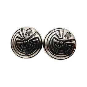 Vintage Hopi Sterling Man In The Maze Earrings 1g