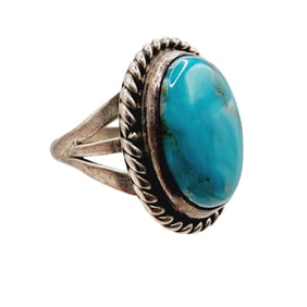 Vintage Navajo Sterling Turquoise Ring Sz 5.5 4.4g