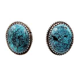 Stunning Vintage Navajo Sterling Turquoise Earrings 6.6g