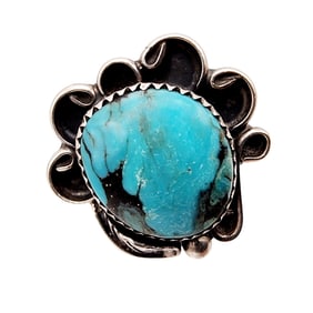 Gorgeous! Signed 'K' Navajo Sterling Turquoise Ring Sz 5.25 7.1g