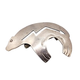 Vintage Signed 'HB' Navajo Heartline Bear Brooch 5.1g