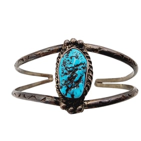 Elaine Becenti Navajo Sterling Turquoise Cuff Bracelet 11.4g