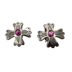 Elgin Tom Navajo Sterling Zia Amethyst Earrings 8.4g
