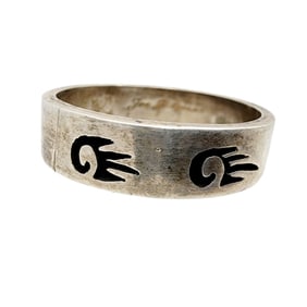 Vintage Joe Josytewa Hopi Sterling Overlay Bear Paw Mens Ring Sz 12.5 6.1g