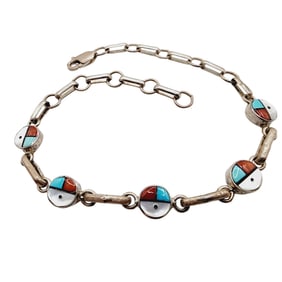 Zuni Sterling Sunface Inlay Bracelet 5.3g