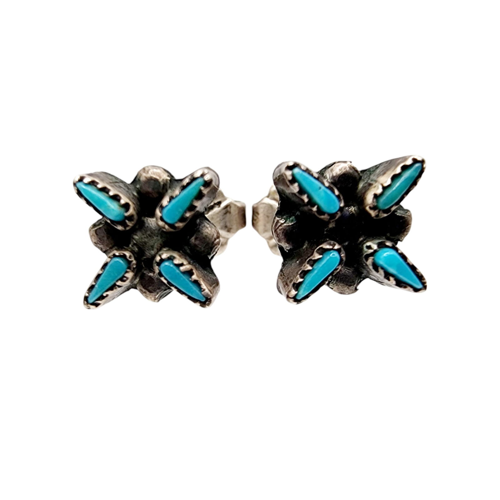 Zuni Sterling Turquoise Needlepoint Earrings 1.2g (1 of 4)