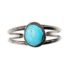 Navajo Sterling Turquoise Cab Cuff Bracelet 12.5g