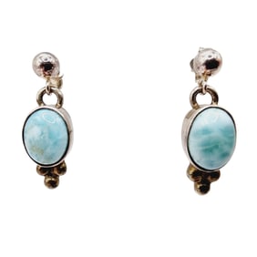 Sylvia Chee Navajo Sterling Larimar Earrings 2.8g