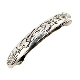 Vintage Navajo Sterling Hand Stamped Hair Barrette 10.3g