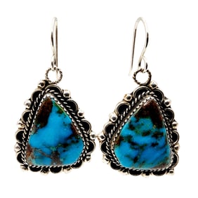 Navajo Turquoise Sterling Earrings 12.3g