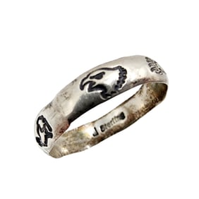 Vintage Signed Navajo Sterling Handmade Stamped Ring Sz 9 2.1g