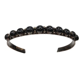 Signed 'AP' Navajo Sterling Onyx Cuff Bracelet 9.9g