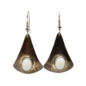 Navajo Sterling White Bezel Earrings 6.8g