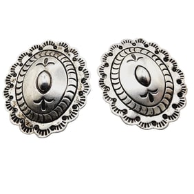 Navajo Sterling Hand Stamped Concho Earrings 10g