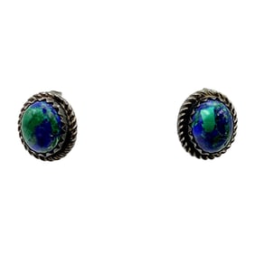 Harrison Yazzie? Navajo Sterling Azurite Earrings 2g