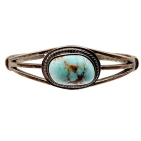 Frederick Chavez Navajo Sterling Turquoise Cuff Bracelet 20.6g