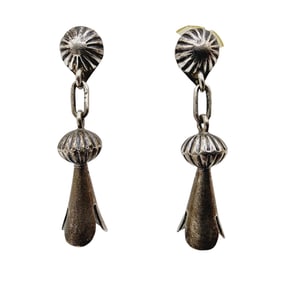 Vintage Ellie Yazzie Navajo Sterling Squash Blossom Earrings 6.2g