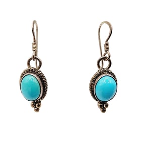 Signed 'JY' Navajo Sterling Turquoise Earrings 3.1g