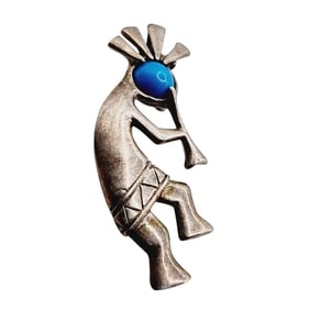 Jim Calladitto Navajo Sterling Turquoise Kokopelli Flute Player Pendant 2.7g #1