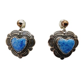 Quoc Trading Sterling Hand Stamped Heart Earrings 3.7g