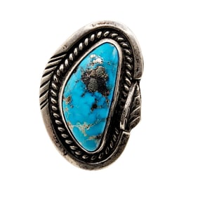 Navajo Sterling Turquoise Ring Sz 7.5 7.7g
