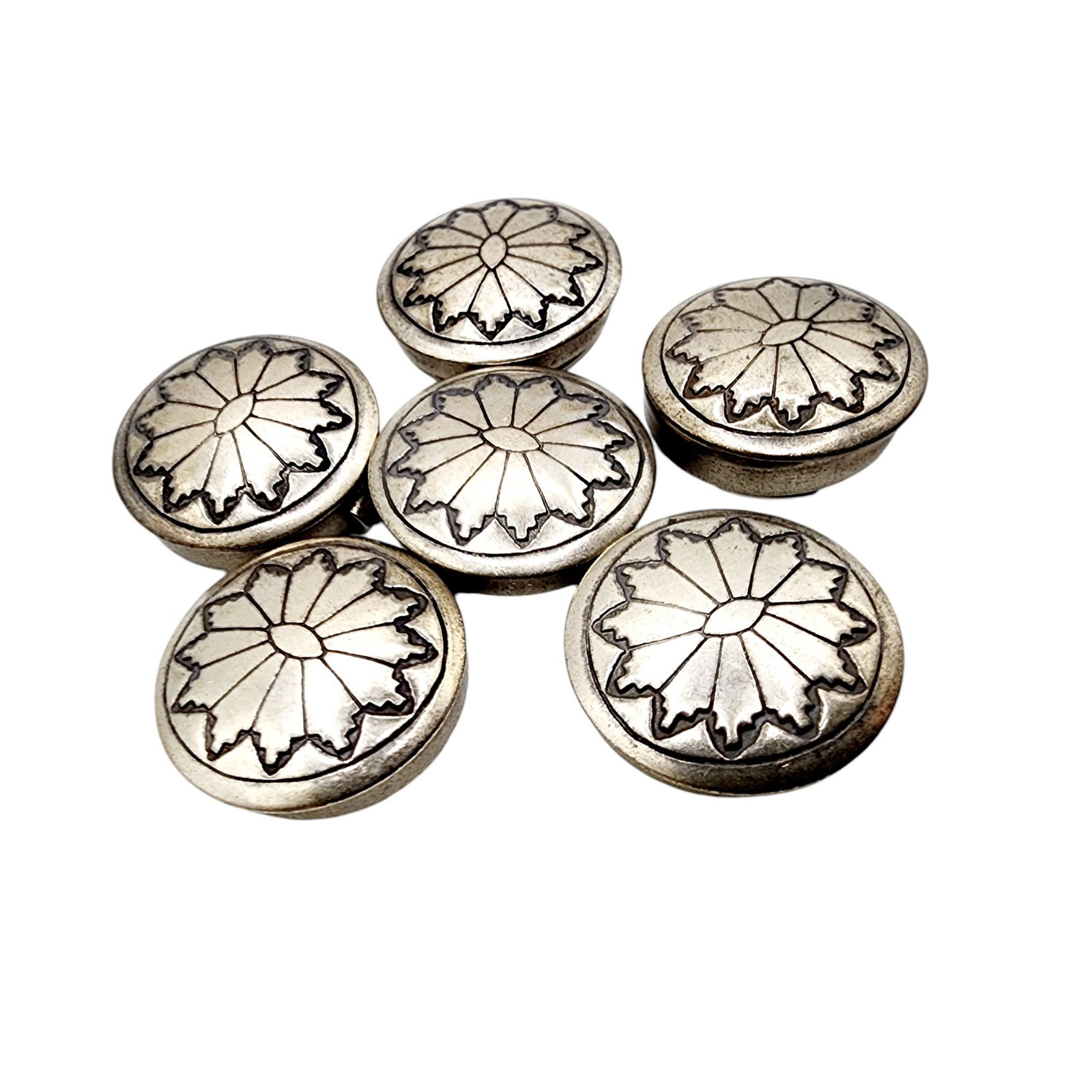 Vintage Navajo Sterling Stamped Button Covers (qty:6) 23.8g (1 of 4)