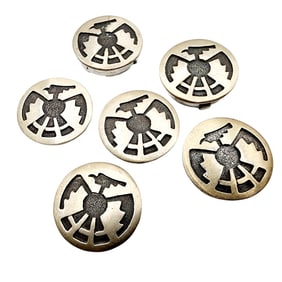 Vintage Navajo Sterling Overlay Button Covers (qty:6) 26.9g