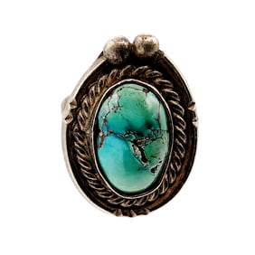 Navajo Sterling Turquoise Horseshoe Ring Sz 4 5.4g