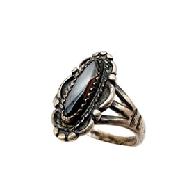 Vintage Wheeler Manufacturing Hematite Sterling Ring Sz 10 5.4g