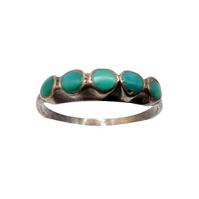 Vintage Zuni Dishta Style Sterling Turquoise Ring Sz 6.5 1.2g