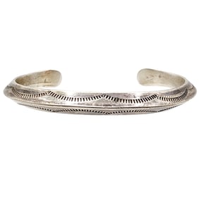 Fred Maloney Navajo Sterling Stamped Cuff Bracelet 22g