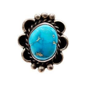 Navajo Sterling Turquoise Lasso Ring Sz 7.7 6.6g