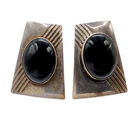 Sun West Silver Co. Sterling Onyx Earrings 15.5g