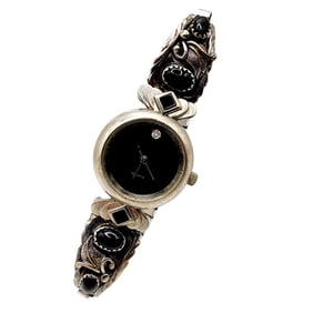 Navajo Sterling Onyx Watch Tips 25.6g