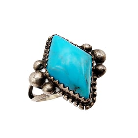 Richard Begay Sterling Turquoise Ring Sz 7 4.8g