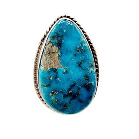 Silver Ray Navajo Sterling Turquoise Ring Sz 7.25 6.7g