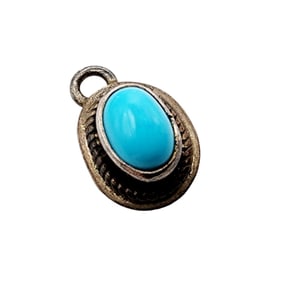 Signed 'CB' Navajo Sterling Turquoise Pendant 1.1g