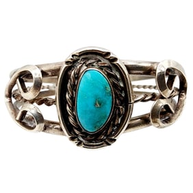 Navajo Sterling Turquoise Cuff Bracelet 19.7g
