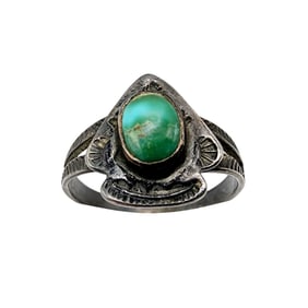 Fred Harvey Era Vintage Sterling Turquoise Ring Sz 6.5 2g