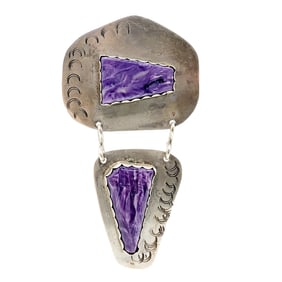 Sterling Stamped Charoite Pendant 33.7g
