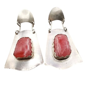 Sterling Southwest Native Rhodochrosite Earrings 17g
