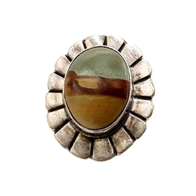 Navajo Sterling Southwestern Jasper Ring Sz 7.5 10.9g