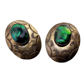 Navajo Southwest Stamped Concho Earrings 10.6g